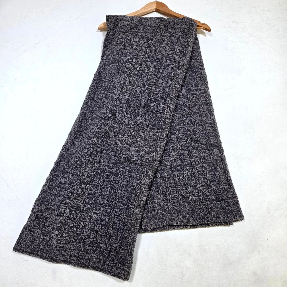 Kashwere Throw Blanket Charcoal Gray Cable Knit Luxury Soft Plush 70x54 Cozy